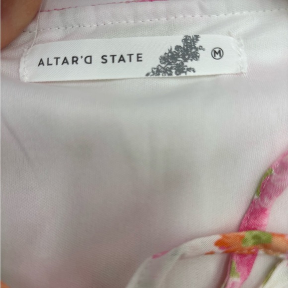 Altar'd State Floral Midi Dress Size M NEW Square Neck Puff Sleeve Cottagecore - Picture 2 of 8